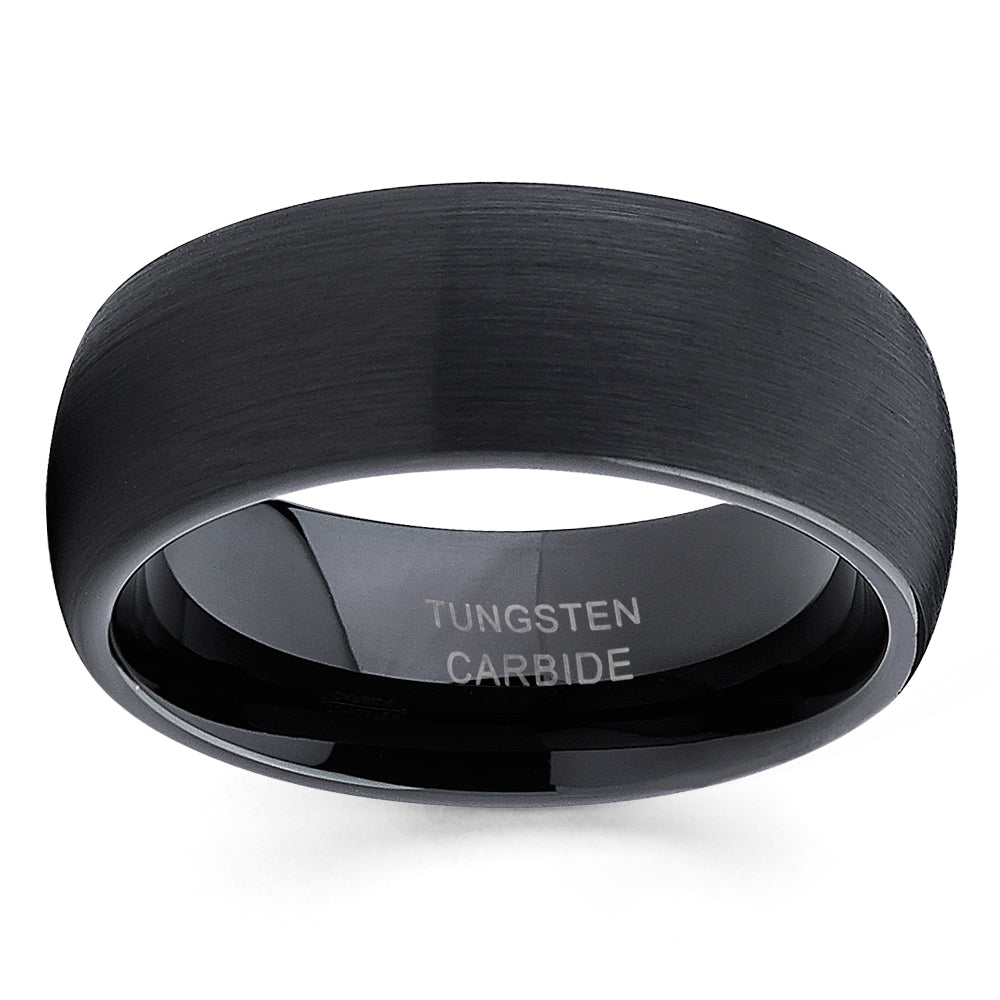 8mm Black Tungsten Wedding Band Tungsten Wedding Ring Black Tungsten Ring Brush Men and Women Comfort Fit Ring Image 2