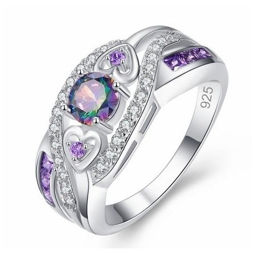 arrive Multicolor and Purple White CZ Fashion style Color Ring for women jewelry size 6 7 8 9 10 Image 1