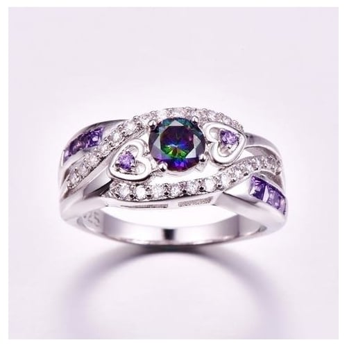 arrive Multicolor and Purple White CZ Fashion style Color Ring for women jewelry size 6 7 8 9 10 Image 2