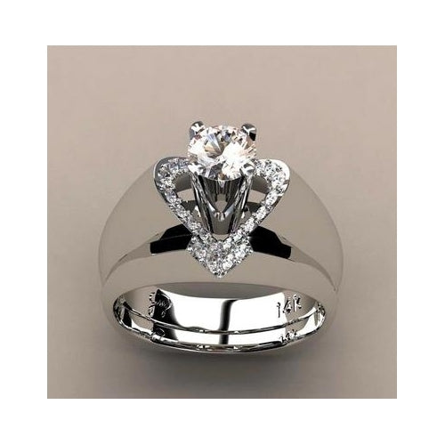 Brand Female   White Wedding Ring Set Luxury   Fashion style Heart Engagement Ring Vintage Bridal Wedding Rings For Image 1