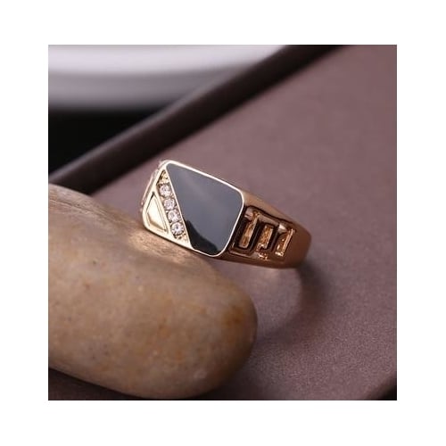 Fashion Male Jewelry Classic Popular style Color Rhinestone Wedding Ring Black Enamel Rings For Men Christmas Party Image 2