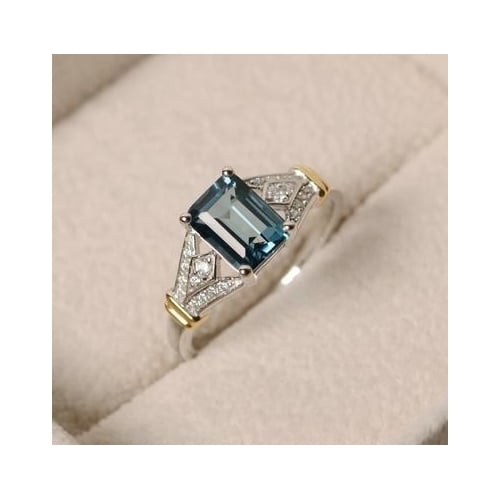 Luxury Blue Square   AAA Cubic Artificial zirconia Fashion style Rings for Women Engagement Wedding Big Stone Ring Image 1