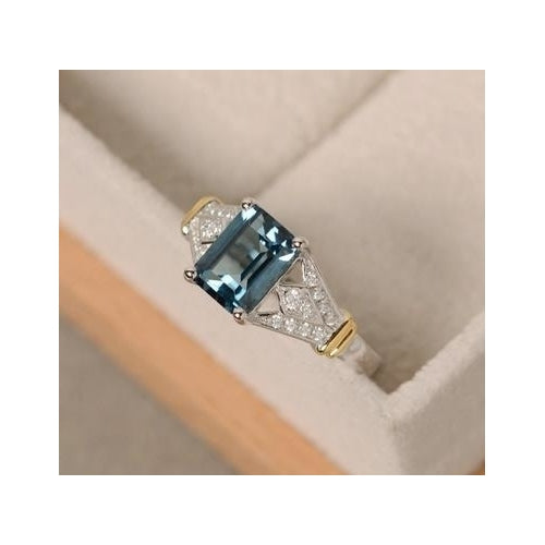 Luxury Blue Square   AAA Cubic Artificial zirconia Fashion style Rings for Women Engagement Wedding Big Stone Ring Image 3