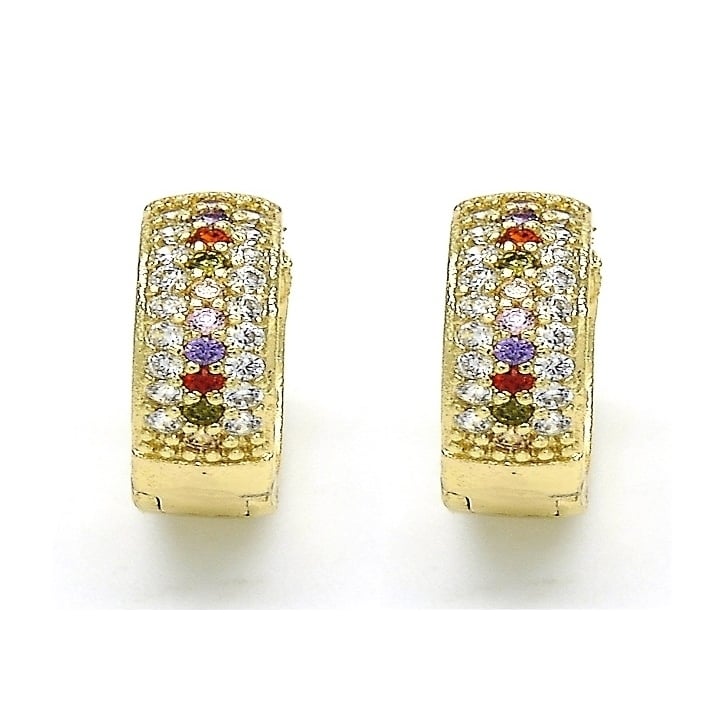 Gold Multicolor Cubic Zirconia Hoop Earrings Image 1