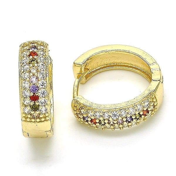 Gold Multicolor Cubic Zirconia Hoop Earrings Image 2