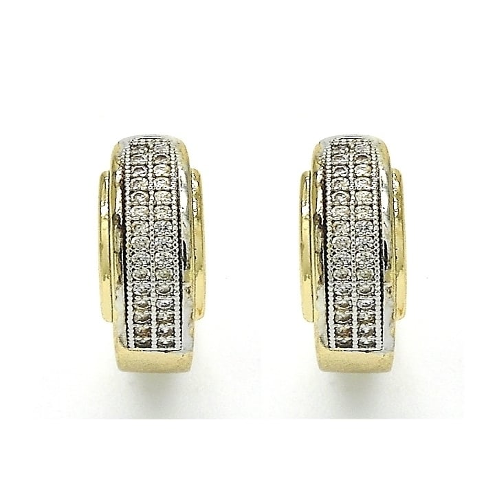 2-Tone Diamond Accent Earrings 18K Gold Image 1