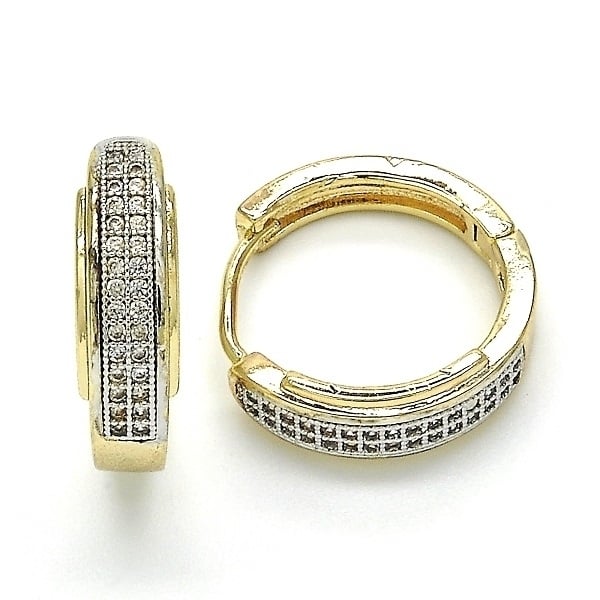 2-Tone Diamond Accent Earrings 18K Gold Image 2