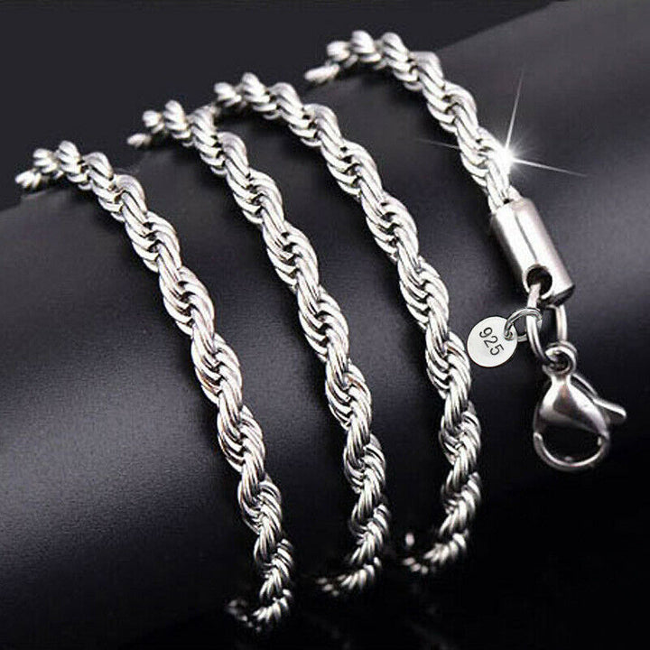 Italian Sterling Silver 2mm Diamond Cut Rope Chain Necklace Image 1