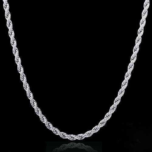 Italian Sterling Silver 2mm Diamond Cut Rope Chain Necklace Image 2