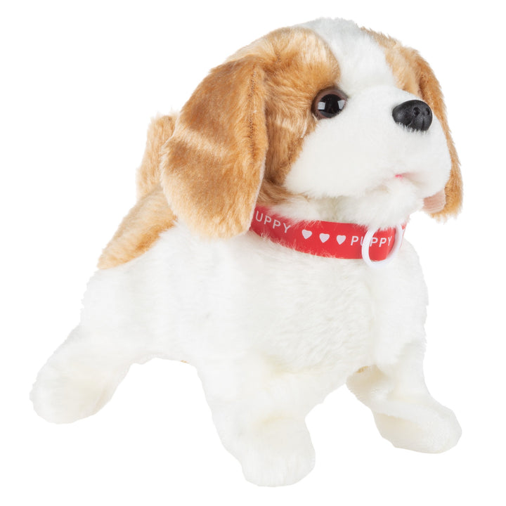 Animated Plush Dog Toy Battery Operated Interactive Walking Talking Flipping 4x6.5in Image 1