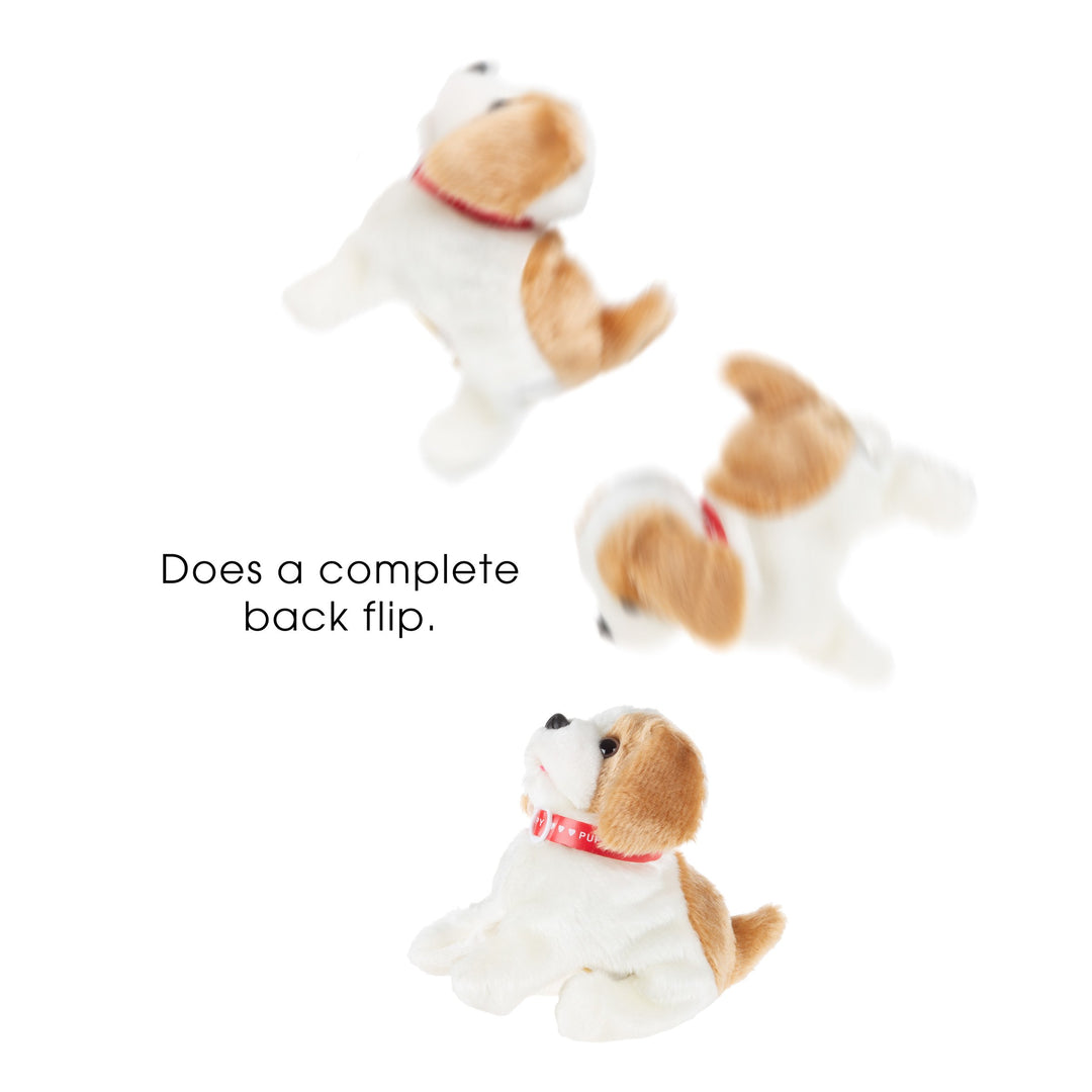 Animated Plush Dog Toy Battery Operated Interactive Walking Talking Flipping 4x6.5in Image 3