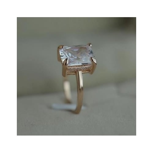 Elegant male and female engagement birthday gift electroplated craft inlaid with classic large square Artificial zircon Image 2
