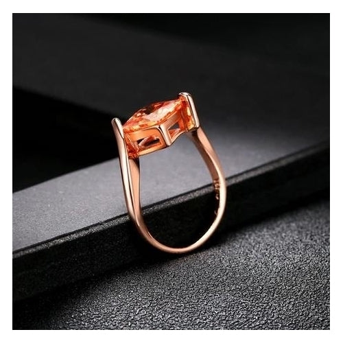 Ring For Women 8mm Square Princess cut Orangle Cubic Artificial zirconia Rose  Popular style Color Fashion Jewelry Image 3