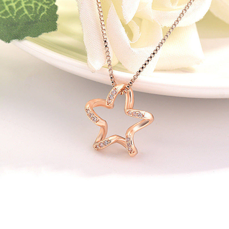 Necklace  Simple Heart-shaped Pentagram Pendant Clavicle Chain Lady Rose  Popular style   Fashion style Necklace Image 2