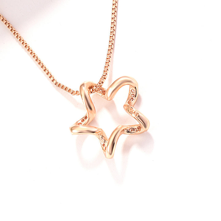 Necklace  Simple Heart-shaped Pentagram Pendant Clavicle Chain Lady Rose  Popular style   Fashion style Necklace Image 3