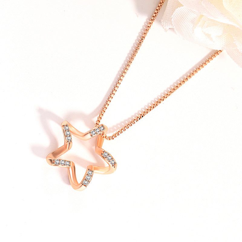 Necklace  Simple Heart-shaped Pentagram Pendant Clavicle Chain Lady Rose  Popular style   Fashion style Necklace Image 4