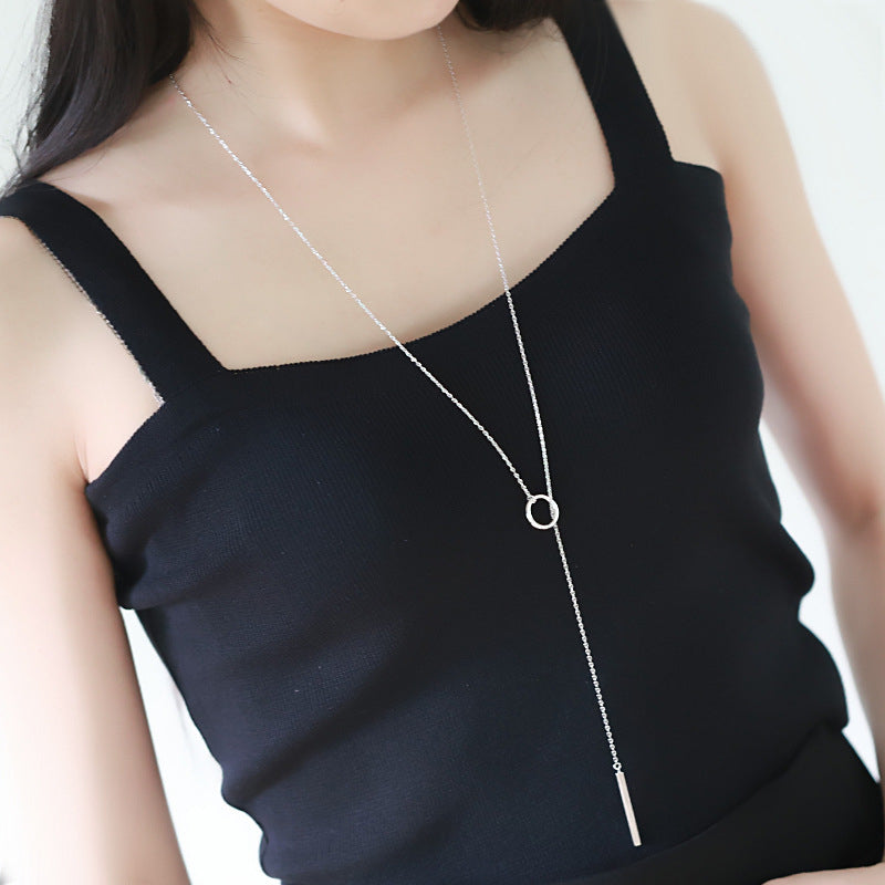 Long simple geometric necklace female fashion sweater chain spring and summer dress accessories hanging chain Image 1