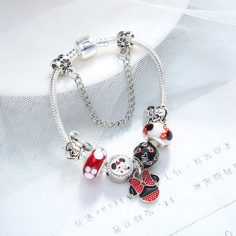 Alloy Fashion style Bracelet Charm Drip Mickey Beaded Bracelet Womens Gifts Image 2