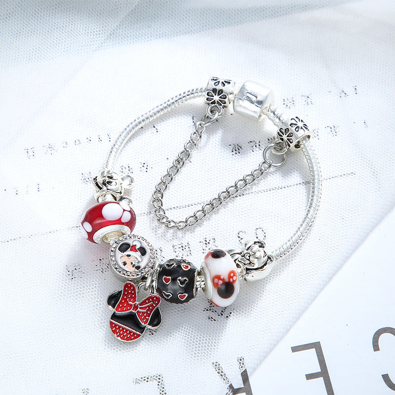Alloy Fashion style Bracelet Charm Drip Mickey Beaded Bracelet Womens Gifts Image 3