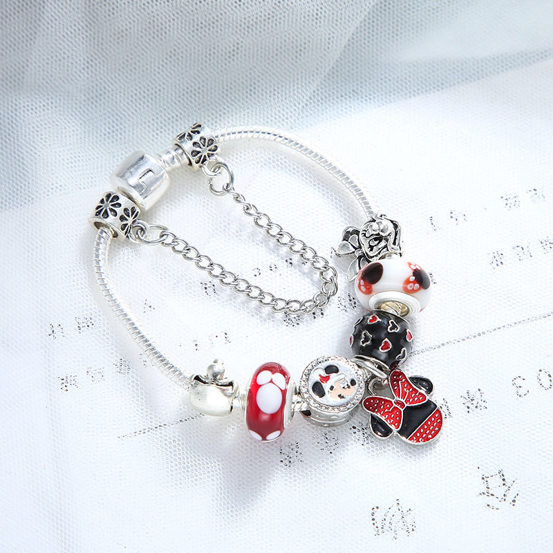 Alloy Fashion style Bracelet Charm Drip Mickey Beaded Bracelet Womens Gifts Image 4