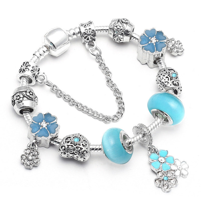 Blue   Charm Bracelet Original Fashion style Fine Flower Bracelet Female Image 2