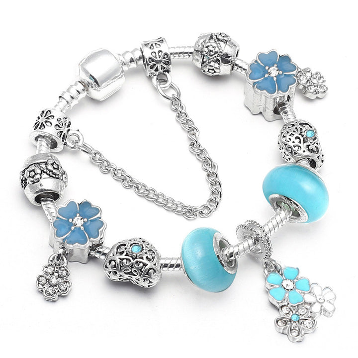 Blue   Charm Bracelet Original Fashion style Fine Flower Bracelet Female Image 2