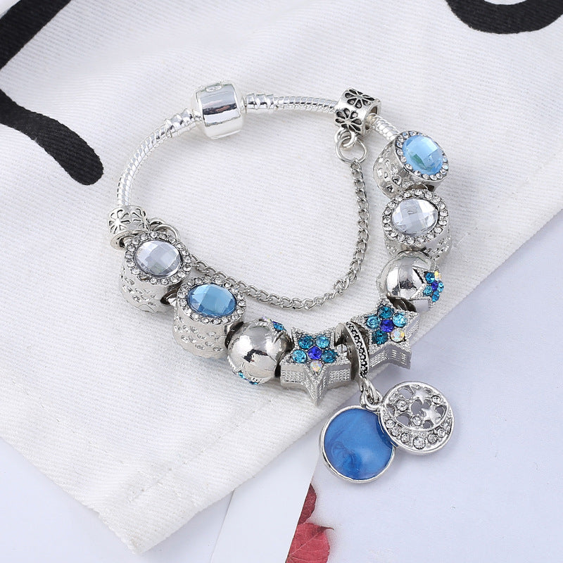 Hot national wind blue star alloy beaded bracelet popular star bracelet spot Image 2