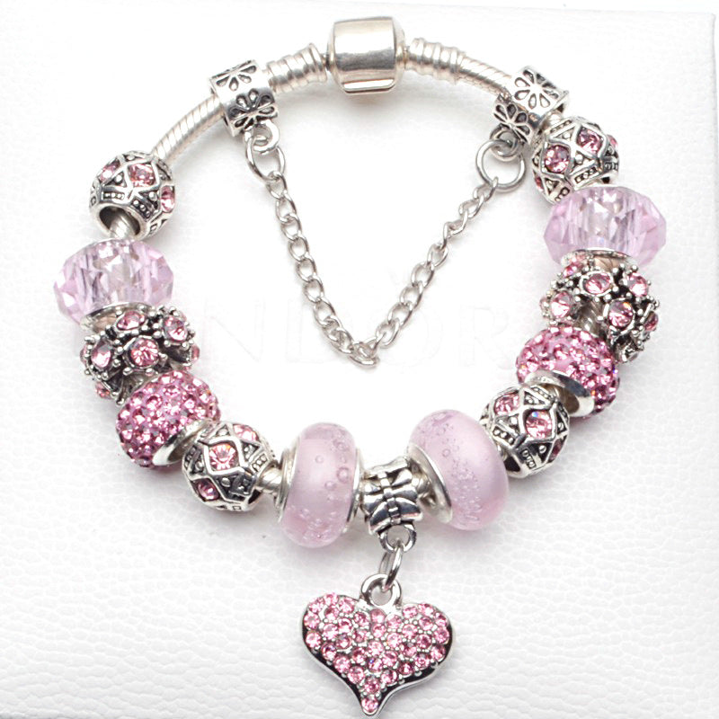 Valentines Day Gift Fashion style Bracelet Set Pandora Bracelet Pink Love Your Heart Image 1