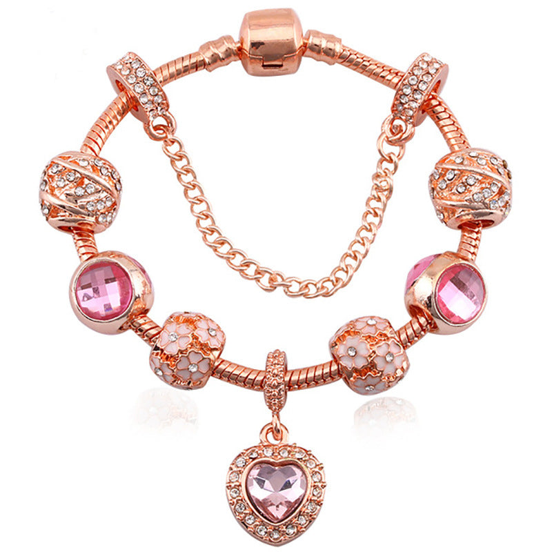 alloy rose  Popular style Artificial zircon bracelet female love jewelry Image 1