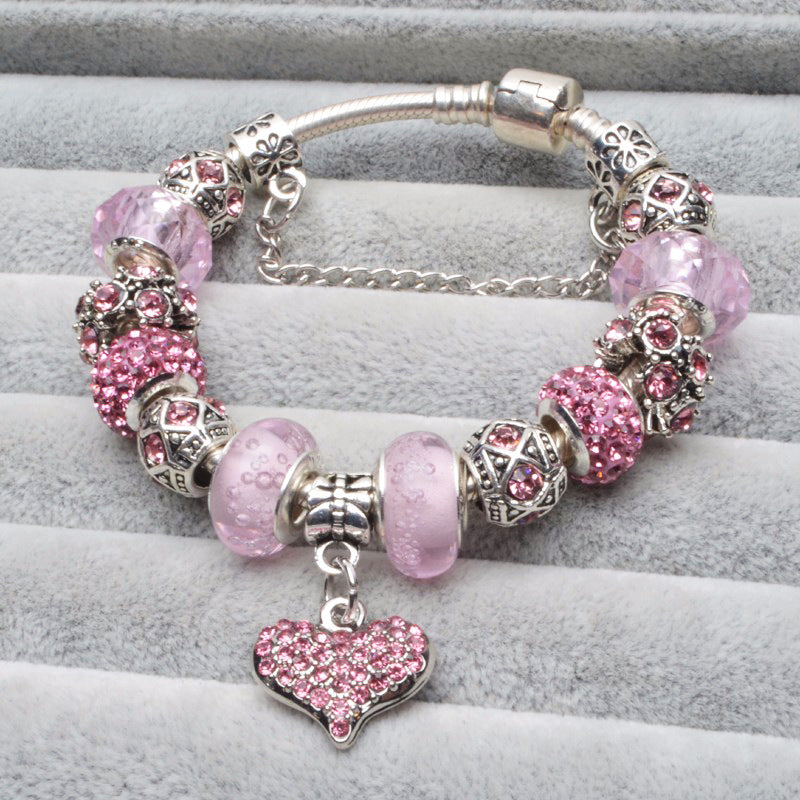 Valentines Day Gift Fashion style Bracelet Set Pandora Bracelet Pink Love Your Heart Image 2