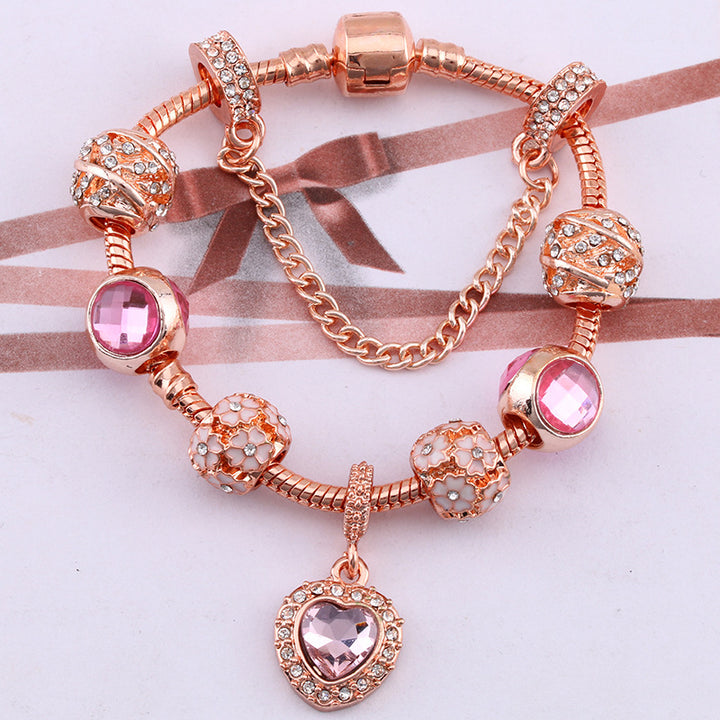 alloy rose  Popular style Artificial zircon bracelet female love jewelry Image 2