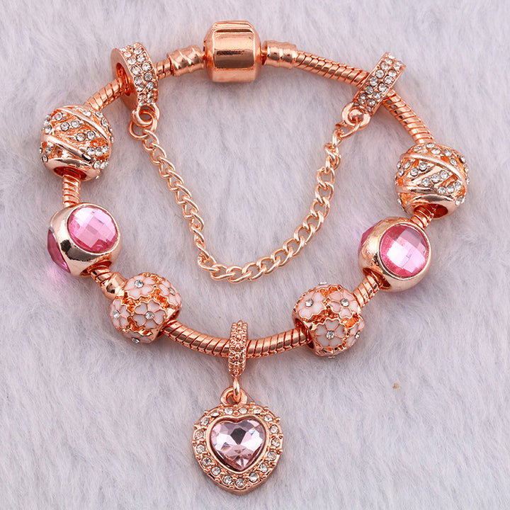 alloy rose  Popular style Artificial zircon bracelet female love jewelry Image 3