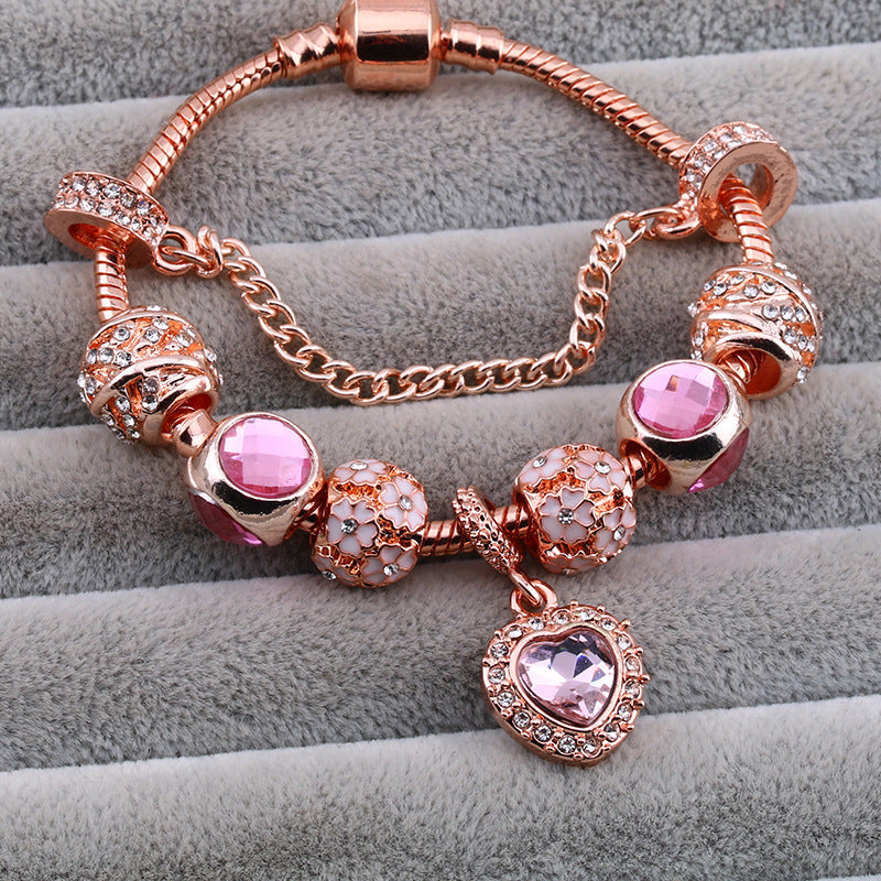 alloy rose  Popular style Artificial zircon bracelet female love jewelry Image 4