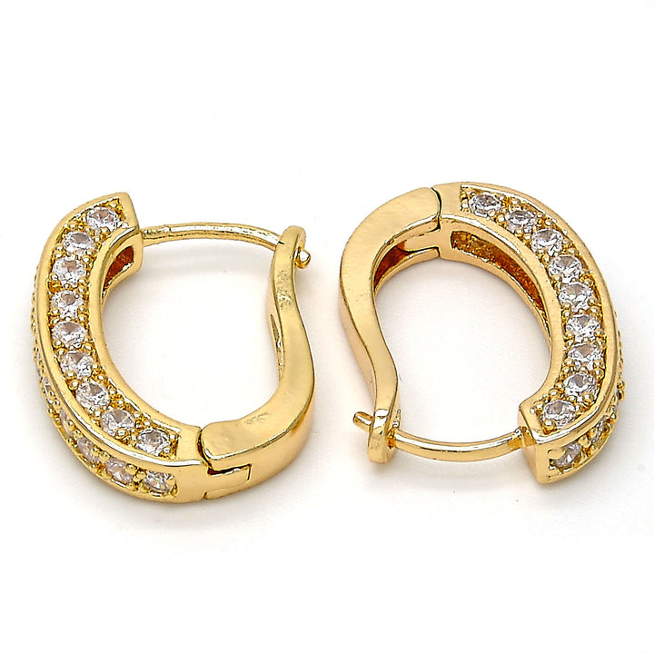 14k Gold Filled High Polish Finsh Micro Pave Gold Tone Huggie Hoop Earrings Image 3