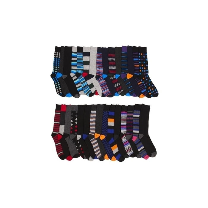 John Weitz 30 Pack Mens Dress Socks Assorted Colors Sizes 6-12.5 Cotton Blend Image 1