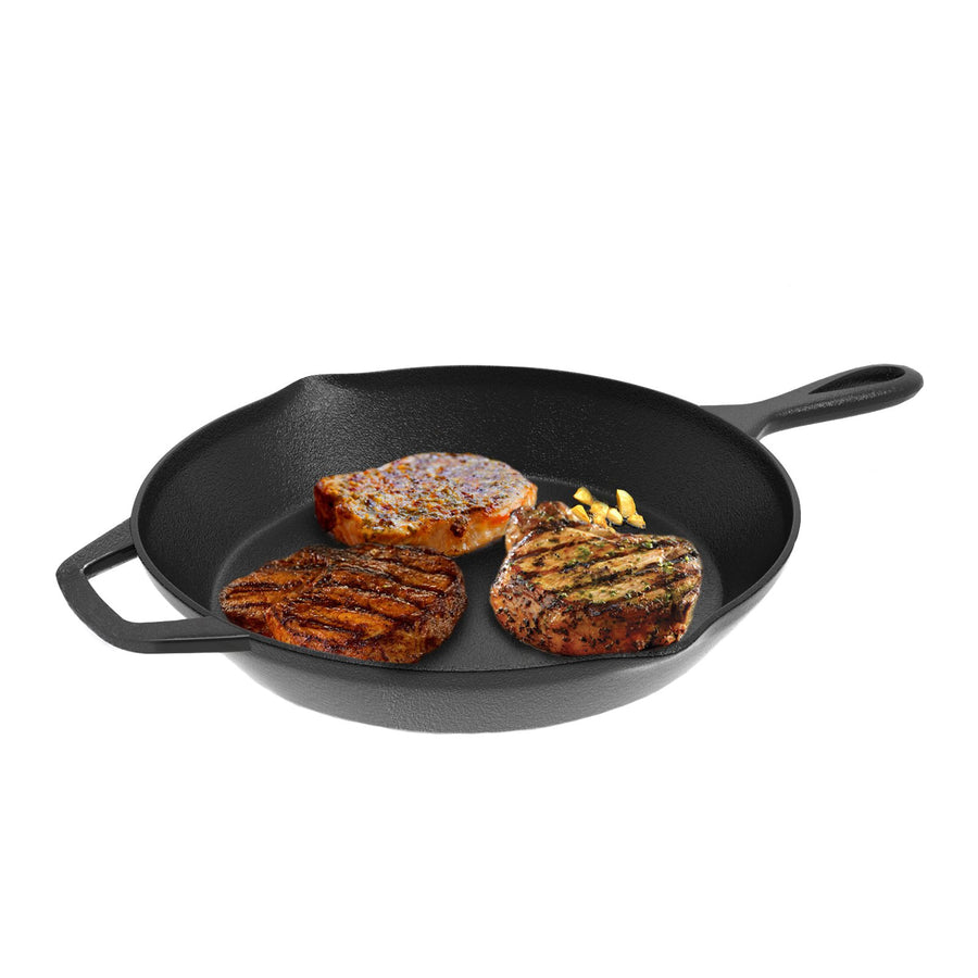 Classic Cuisine 12 Inch Cast Iron Skillet Pre-Seasoned Cooking Pan Heavy Duty Image 1