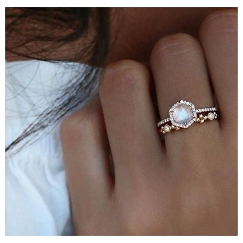 24K Popular style inlaid Moonstone Ring Image 1