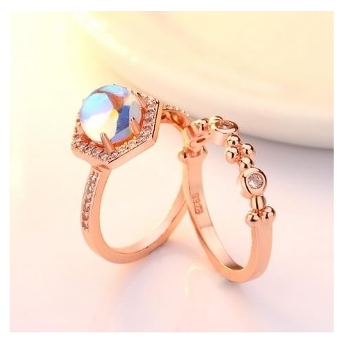 24K Popular style inlaid Moonstone Ring Image 3