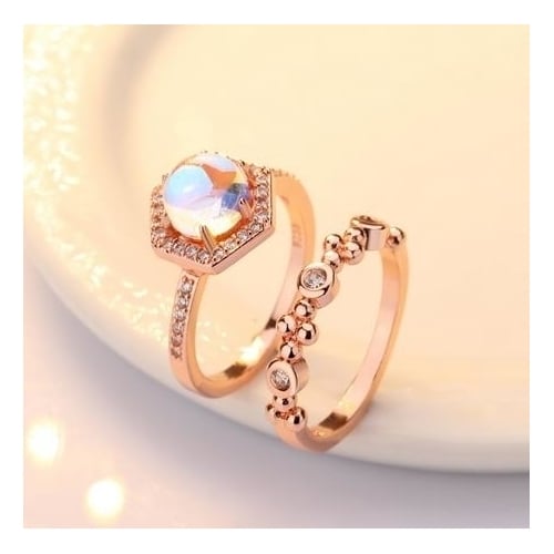 24K Popular style inlaid Moonstone Ring Image 2