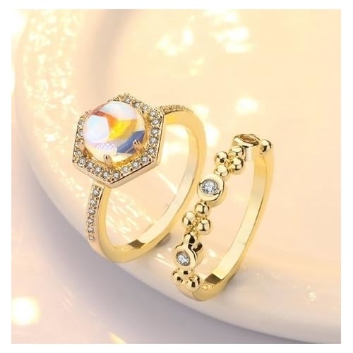 24K Popular style inlaid Moonstone Ring Image 4