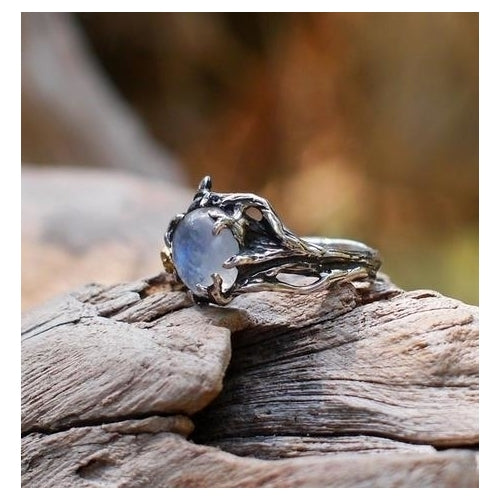 Natural Moonstone Thai Fashion style Ring of Rose  Popular style Separation Leaves Image 3