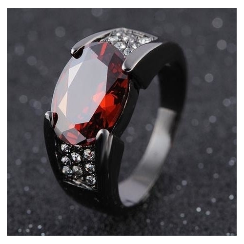 Black gun black  Popular style ring inlaid with ruby ring Image 1