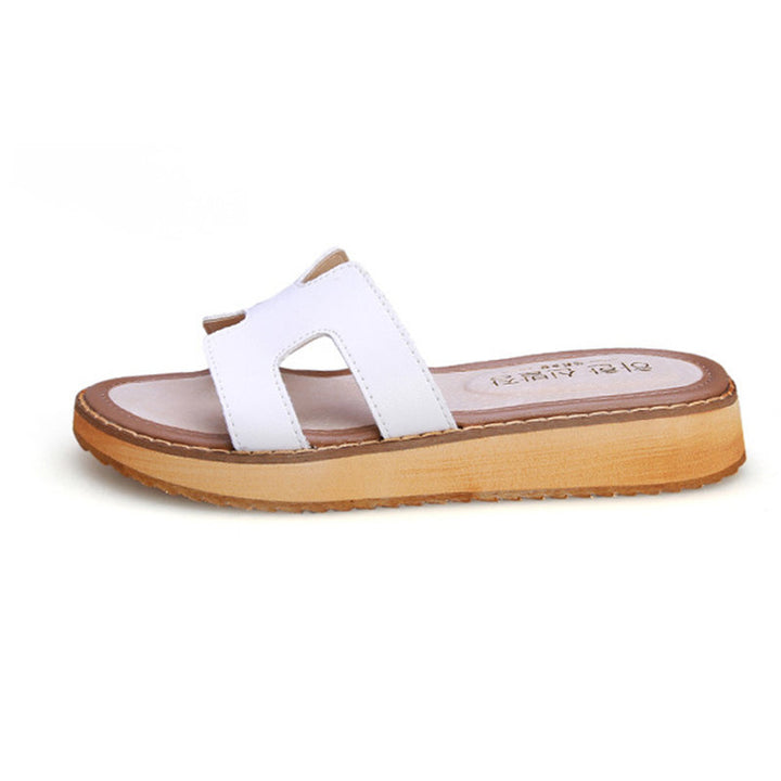 Genuine Leather Platform Open Toe Casual Slippers Image 8