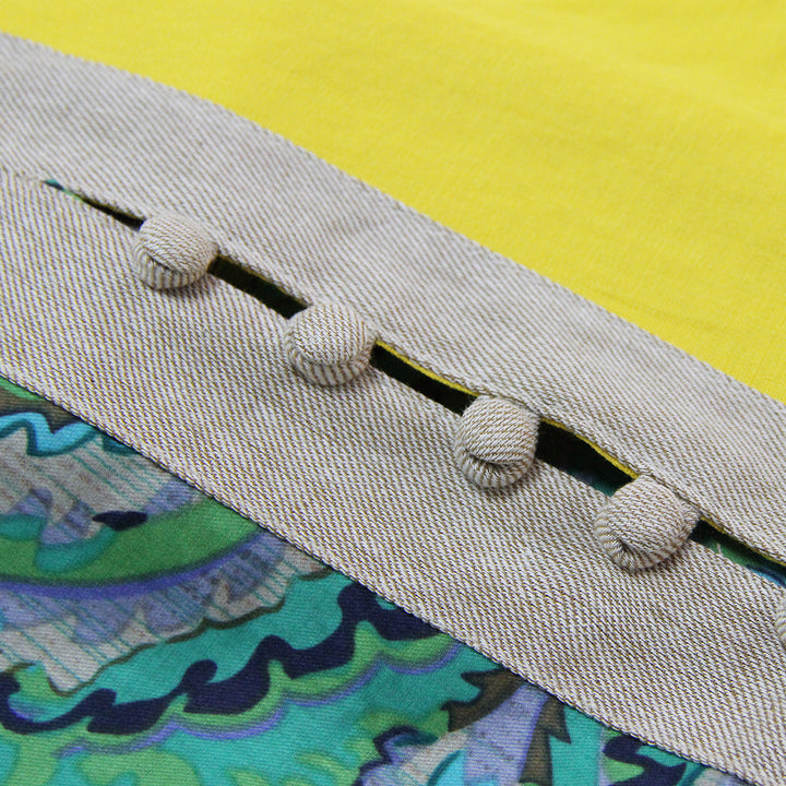 Ethic Color Block Asymmetric Split Stand Collar Linen and Cotton Dresses Image 4