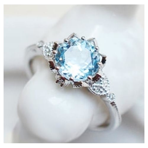 Blue Ring Cubic Artificial zircon Rings bague Female Engagement Wedding anillos mujer Fashion style Plated Ring for Image 2