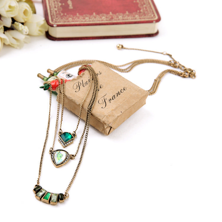 Exquisite multi-layer luxury   drop ladies necklace Image 3