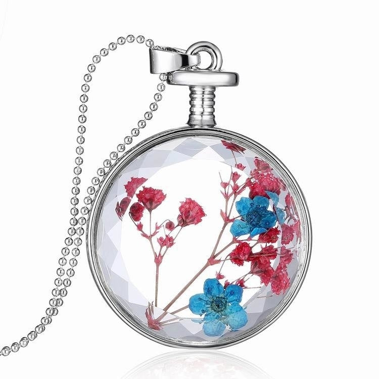 Round white Popular style necklace phase box dried flower necklace Image 1