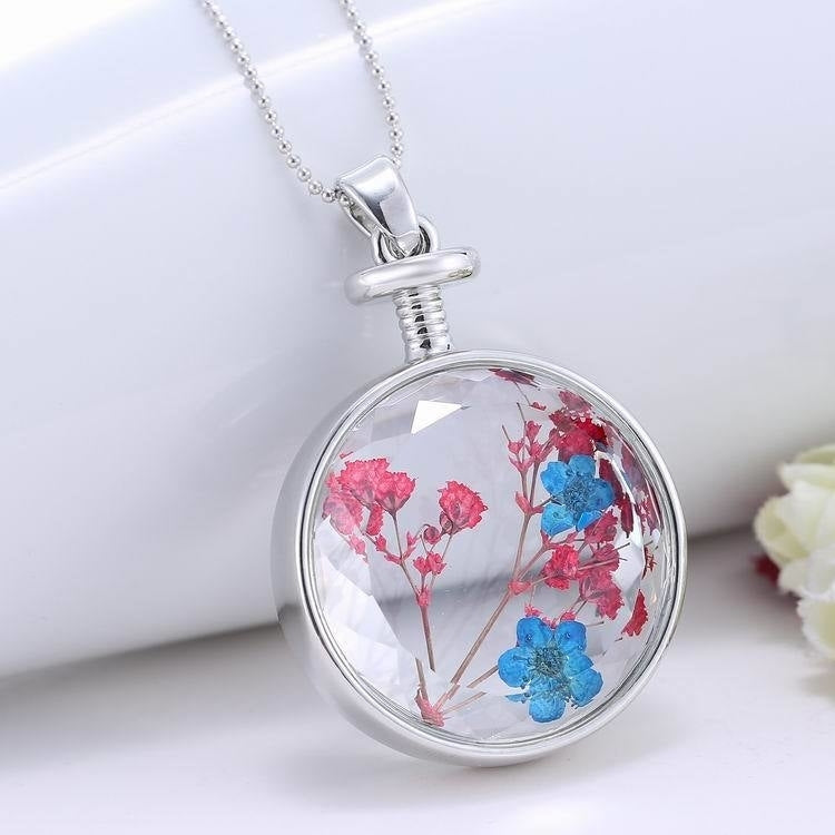 Round white Popular style necklace phase box dried flower necklace Image 2