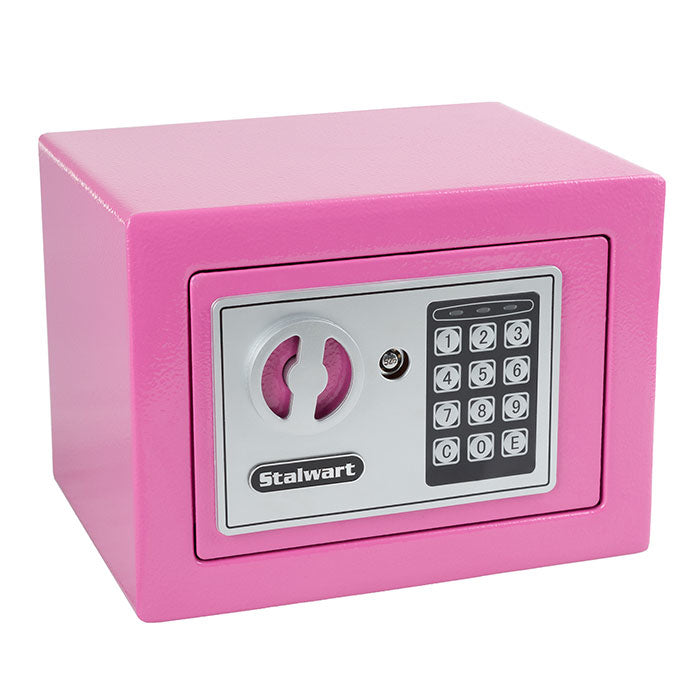 Stalwart Digital Steel Security Safe Pink 9x6.7 Inch Programmable Lock 1.5mm thick Image 1