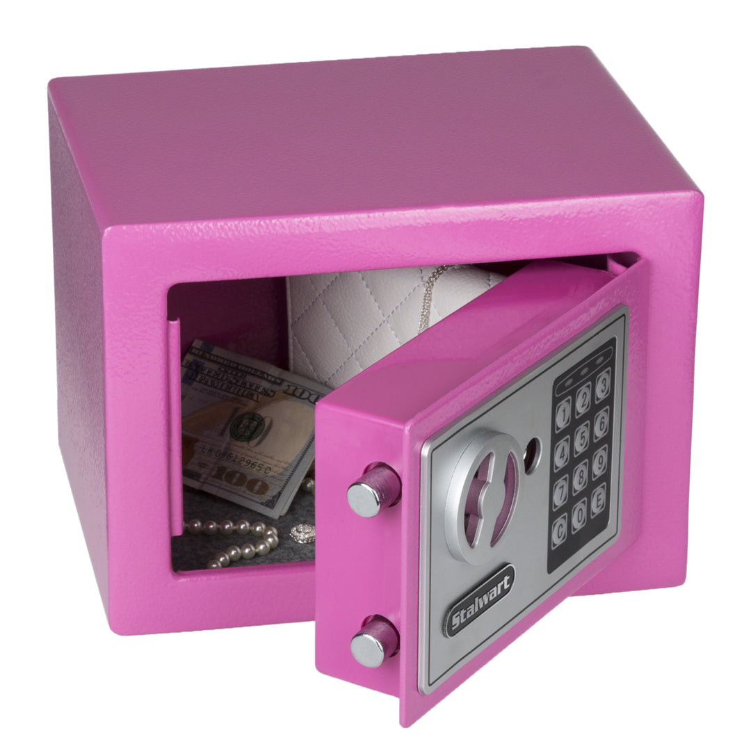 Stalwart Digital Steel Security Safe Pink 9x6.7 Inch Programmable Lock 1.5mm thick Image 4